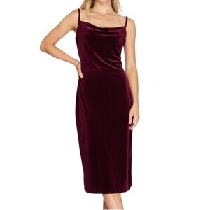 She + Sky Orion Cowl Neck Velvet Midi Slit Dress Ash Mocha Boutique NEW Large
